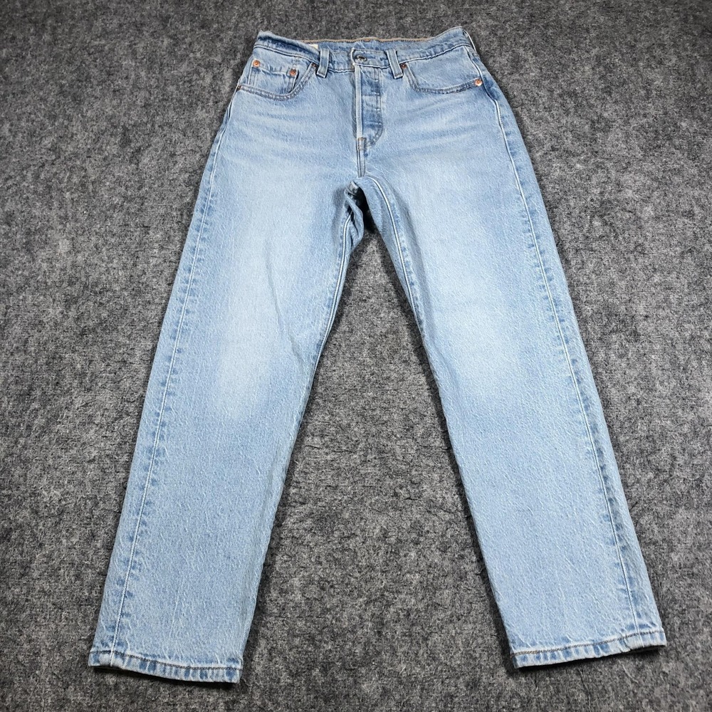 Levi's 501 Premium Jeans Womens 25x26 Light Wash High Rise Straight Big E